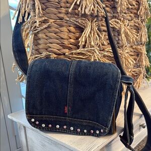 Stylish Levi’s Denim shoulder/crossbody purse with Rhinestone Accents